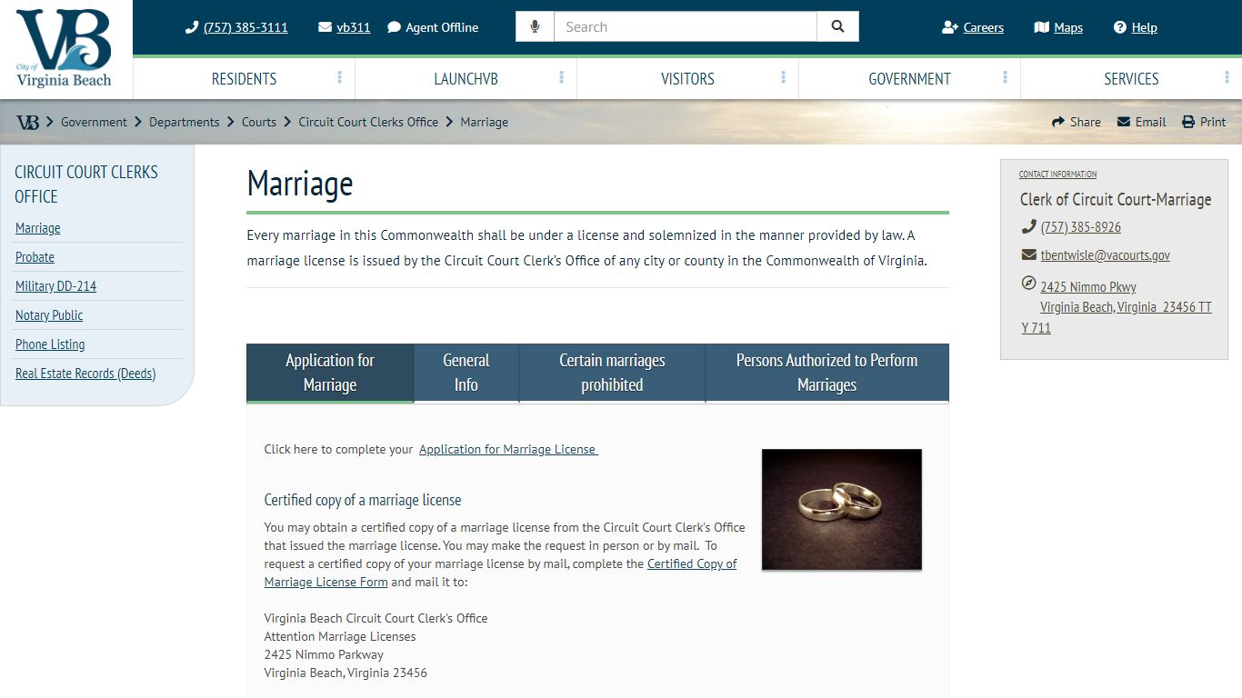Marriage :: VBgov.com - City of Virginia Beach
